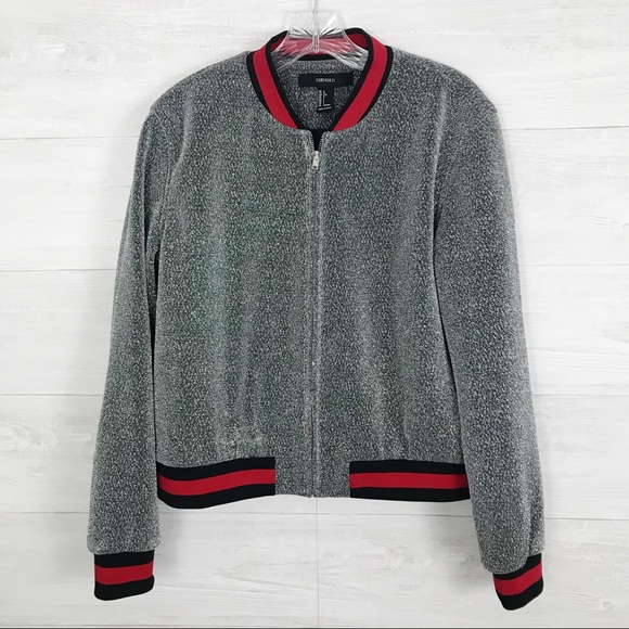 silver glitter bomber jacket